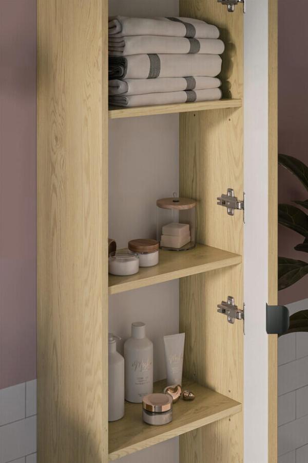 Komplett baderomsmøbelsett OVALIA CREMONA 80 cm – høyskap, møbelservant og LED-speil 